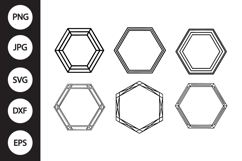 Hexagon Double Frame SVG, Hexagon Double Frame Clipart Product Image 1