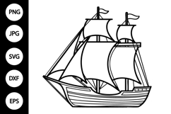 Ship Outline SVG, Coloring Page Product Image 1