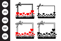 Heart Flowers Frame SVG, Heart Flowers Frame Clipart Product Image 1