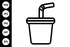 Outline Cup with Straw SVG Product Image 1