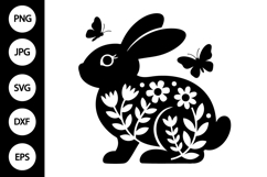 Floral Rabbit SVG Product Image 1