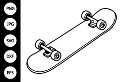 Outline Skateboard SVG, Coloring Page Product Image 1