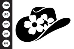 Cowboy Hat Flowers SVG Product Image 1