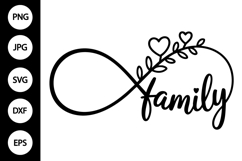 Infinity Family with Heart Flowers SVG Product Image 1