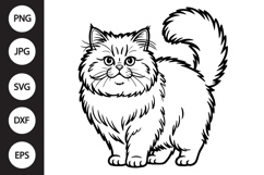 Persian Cat Outline SVG, Coloring Page Product Image 1