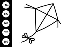 Outline Flying Kite SVG, Coloring Page Product Image 1