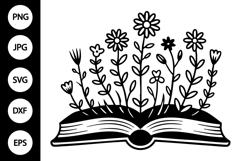 Floral Book Outline SVG, Coloring Page Product Image 1