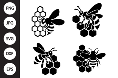 Bee on Honeycomb SVG, Bee on Honeycomb Clipart Product Image 1
