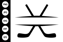 Split Monogram Crossed Hockey Sticks SVG Product Image 1