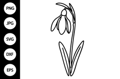Outline Snowdrop Flower SVG Product Image 1