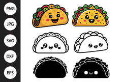 Kawaii Taco SVG, Kawaii Taco Clipart Product Image 1