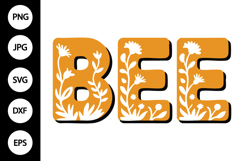 Bee with Flowers Clipart SVG Product Image 1