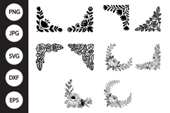 Floral Corner Frame SVG, Floral Corner Frame Clipart Product Image 1