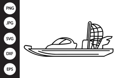 Airboat Outline SVG, Coloring Page Product Image 1