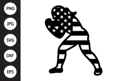 Female Wrestler American Flag SVG Product Image 1