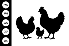 Chicken Family Silhouette SVG Product Image 1