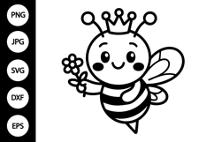 Bee with Crown SVG Product Image 1