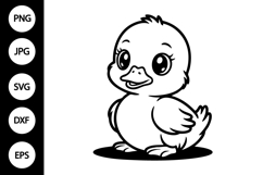Cute Baby Duckling Outline SVG Product Image 1