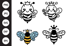Bee with Crown SVG, Bee with Crown Clipart Product Image 1