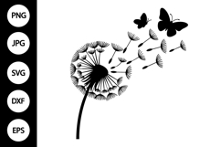 Dandelion with Butterfly SVG Product Image 1