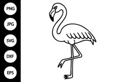 Outline Doodle Flamingo SVG, Coloring Page Product Image 1