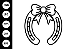 Horseshoe with Bow Outline SVG, Coloring Page Product Image 1