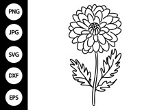 Outline Dahlia Flower SVG Product Image 1
