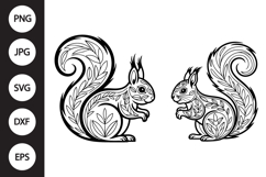Floral Squirrel SVG, Floral Squirrel Clipart Product Image 1