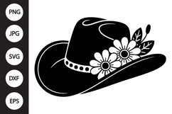 Cowboy Hat Flowers SVG Product Image 1