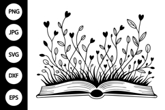 Floral Book SVG, Floral Book Silhouette SVG Product Image 1