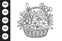 Flower Basket Outline SVG, Coloring Page Product Image 1