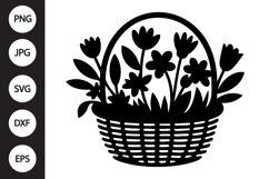 Flower Basket Silhouette SVG Product Image 1