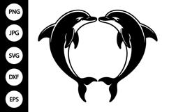 Two Dolphins Forming a Heart SVG Product Image 1