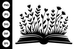 Floral Book SVG, Floral Book Silhouette SVG Product Image 1