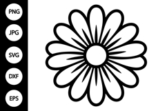 Boho Flower Outline SVG, Coloring Page Product Image 1
