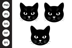 Black Cat Face SVG, Black Cat Face Clipart Product Image 1
