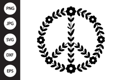 Floral Peace Sign SVG Product Image 1