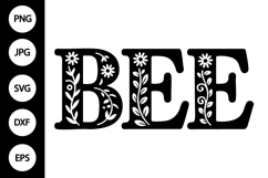 Bee with Flowers Silhouette SVG Product Image 1