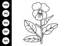 Outline African Violet SVG, Coloring Page Product Image 1