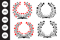 Heart Flowers with Book SVG, Heart Flowers with Book Clipart Product Image 1