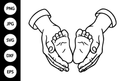 Men Hand with New Born Baby Feet SVG Product Image 1