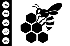 Bee on Honeycomb Silhouette SVG Product Image 1
