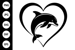 Dolphin Inside Heart Frame SVG Product Image 1