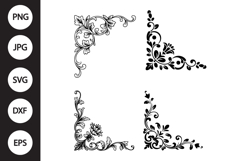 Floral Corner Frame SVG, Floral Corner Frame Clipart Product Image 1