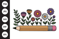 wildflowers pencil SVG Product Image 1