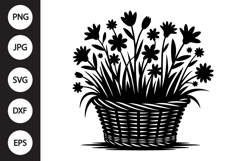 Flower Basket Silhouette SVG Product Image 1