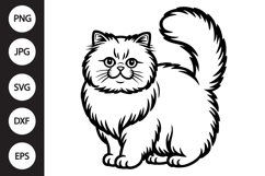 Persian Cat Outline SVG, Coloring Page Product Image 1