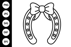 Horseshoe with Bow Outline SVG, Coloring Page Product Image 1
