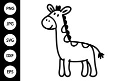 Outline Doodle Giraffe SVG, Coloring Page Product Image 1