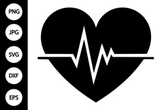 Red Heart with Heartbeat Line SVG Product Image 1